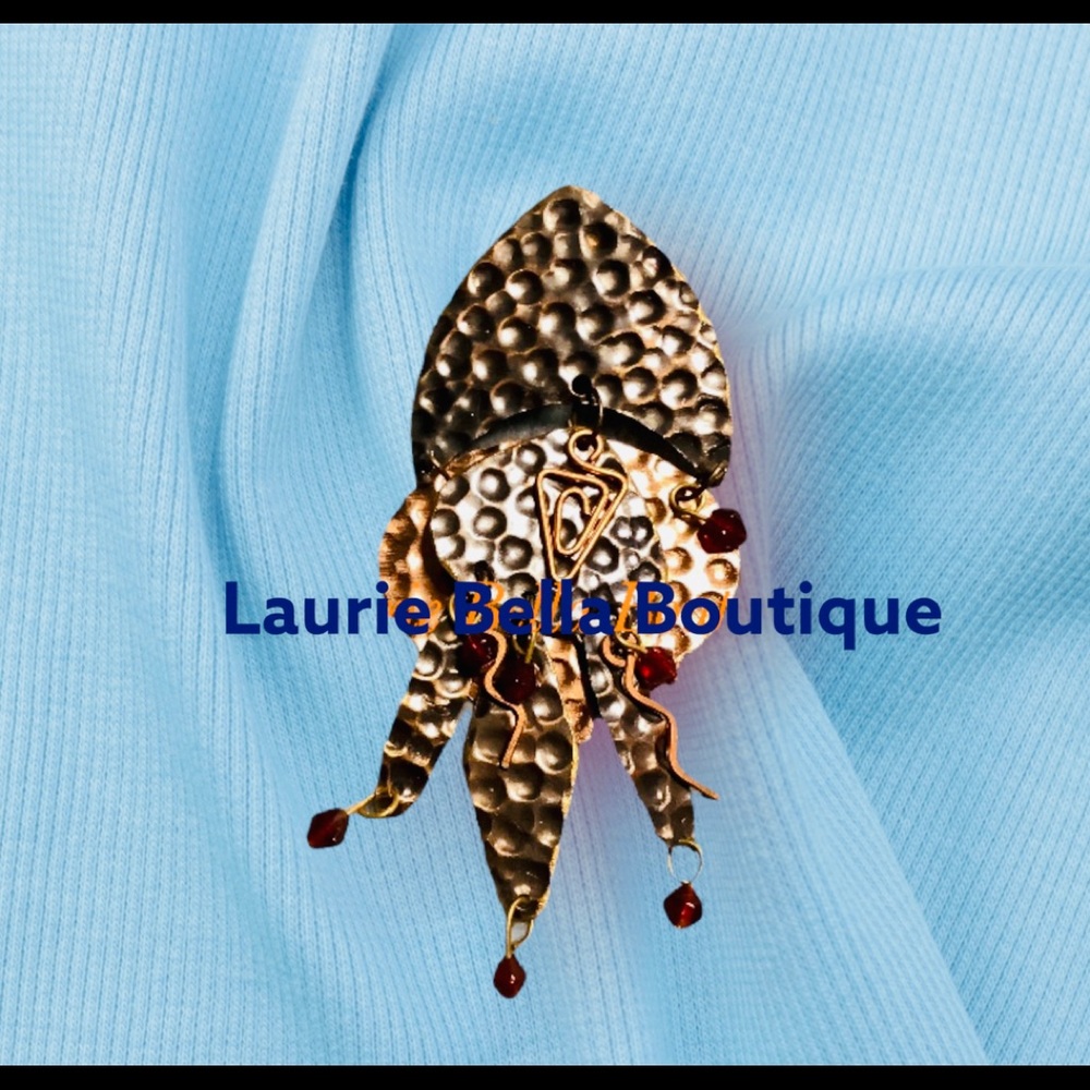 Texture Copper & Red Crystal Pin